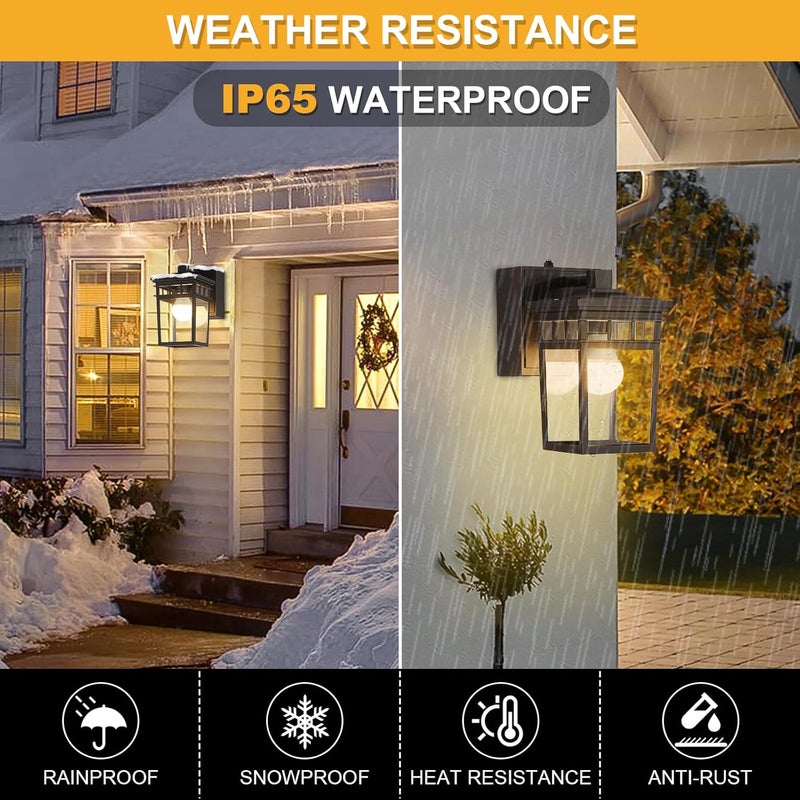 FANDBO Porch Light with GFCI Outlet Built in, Dusk to Dawn Outdoor Lighting with Outlet, Waterproof Anti-Rust Alunmium Exterior Wall Mount Fixture, Outside Light for House Garage Front Door, Bulb Included - Image 5